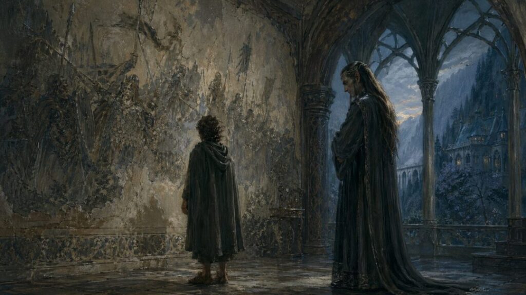 Contemplation in an ancient hall