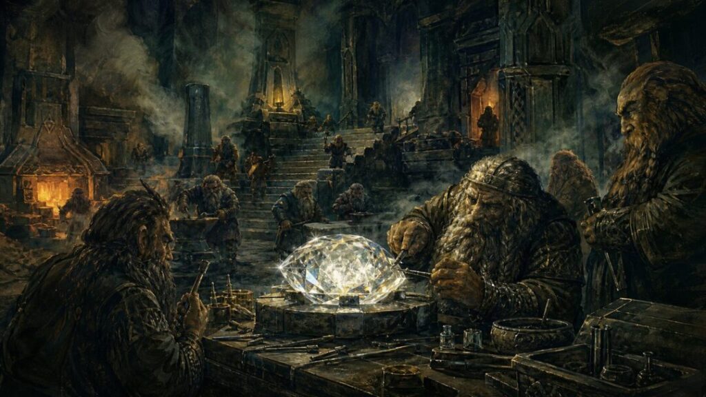 Crafting a legendary gem in the forge
