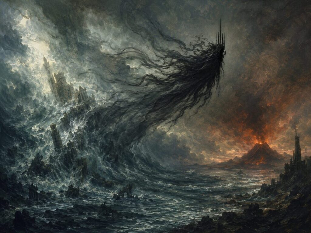 Dark storm engulfs a crumbling kingdom