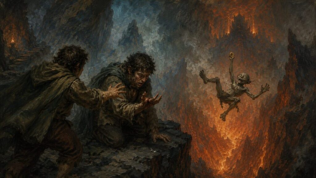 Descent into the fiery abyss lotr