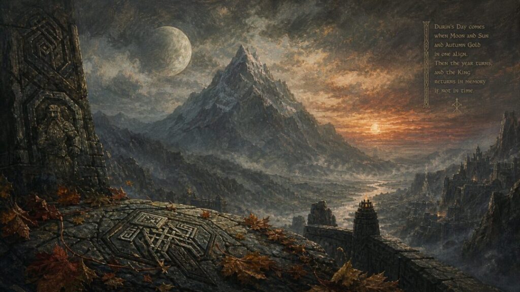 Dwarven ruins beneath a twilight sky
