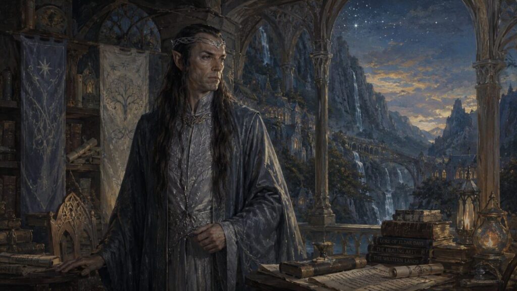 Elven lord in twilight hall