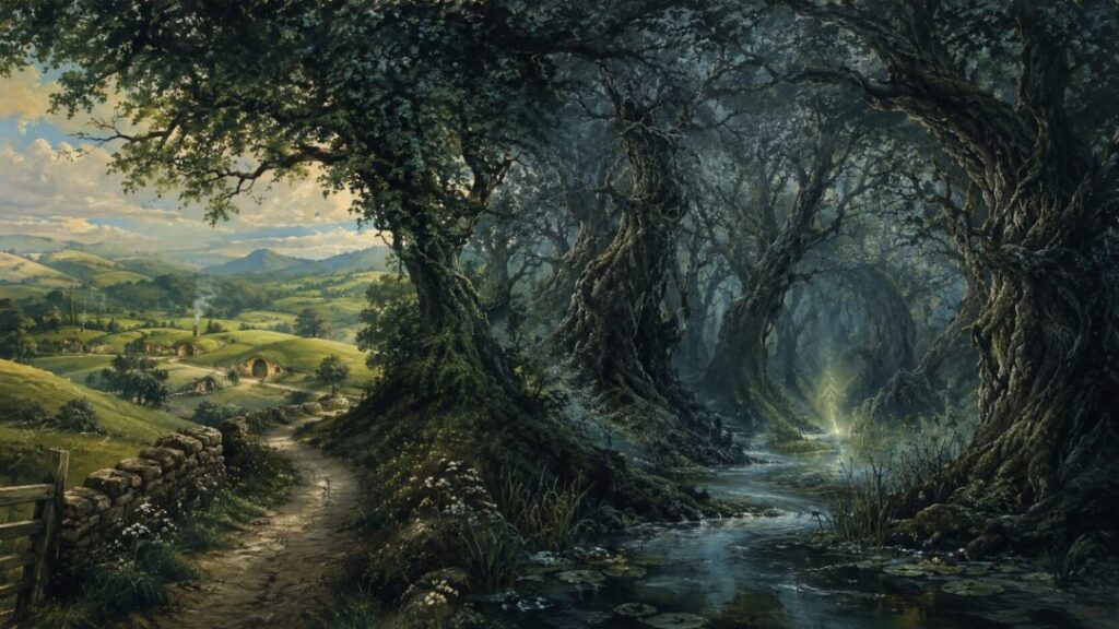 Enchanted countryside meets ancient forest