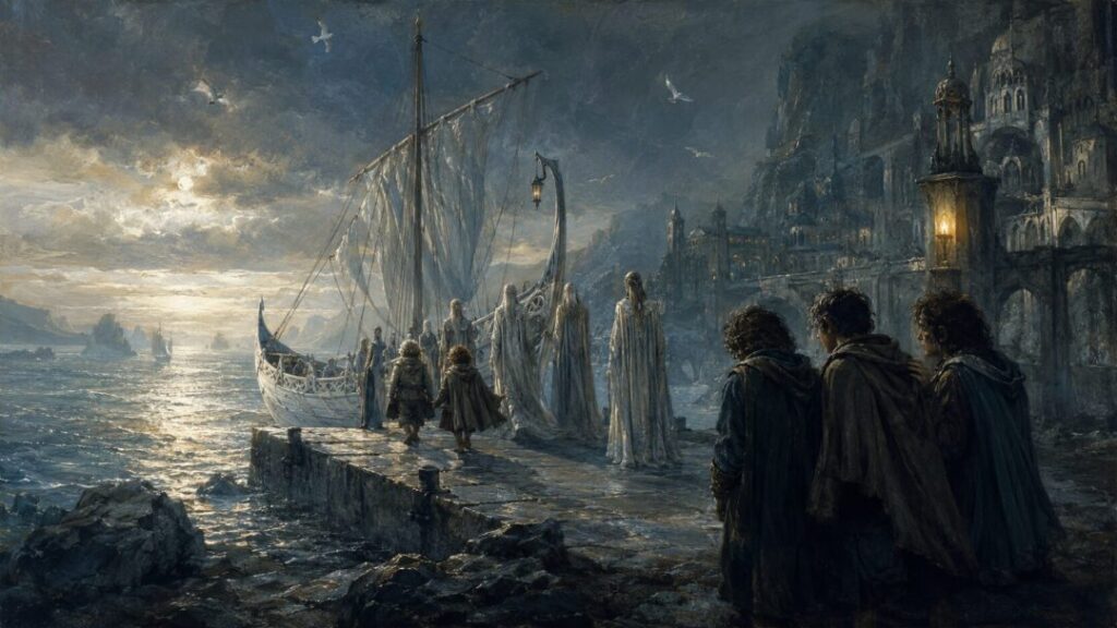 Farewell at the misty harbor lotr