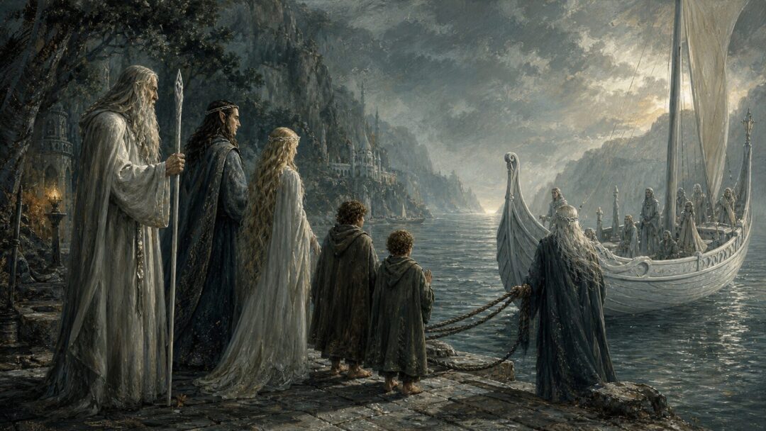 Farewell at the misty shore