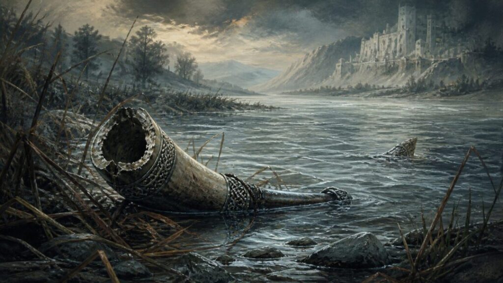 Forgotten horn by the riverbank