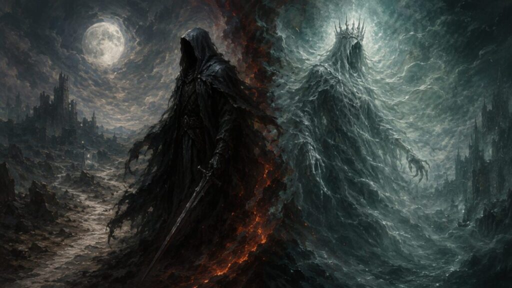 Fragmented realms of light and shadow