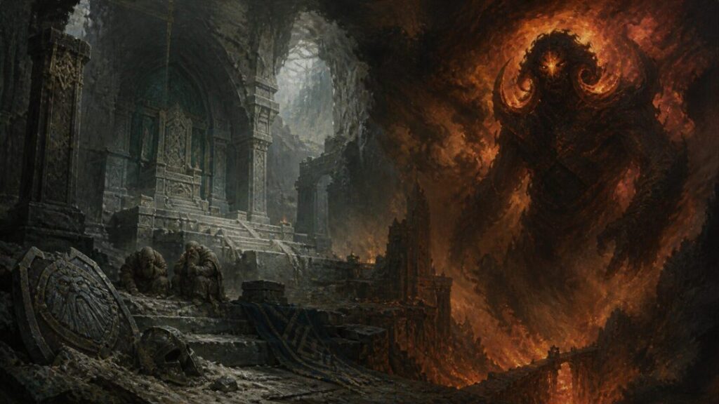 Grief and fire in ancient ruins