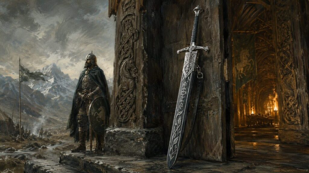Guard at the hall's threshold