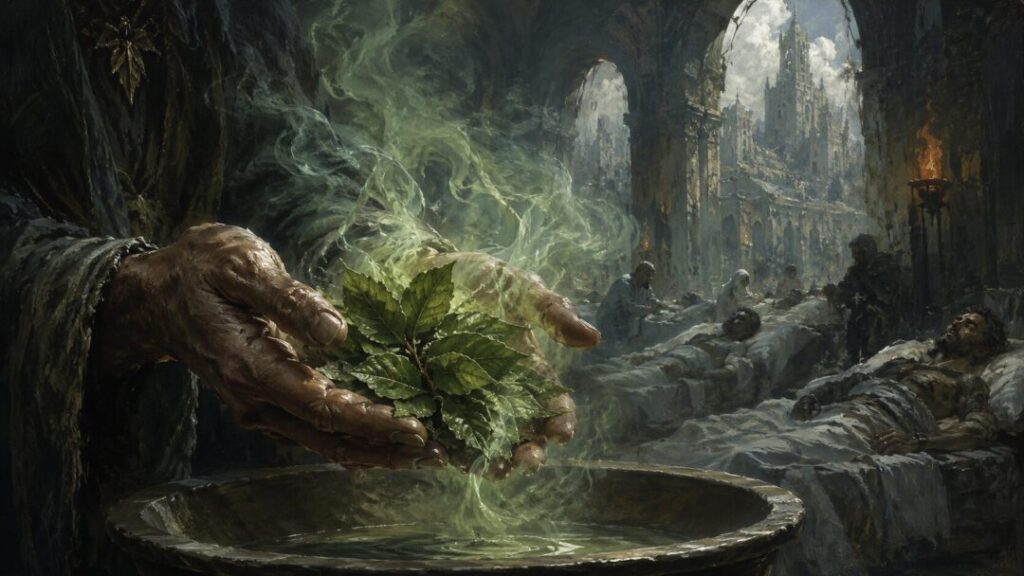 Healing ritual in an ancient hall