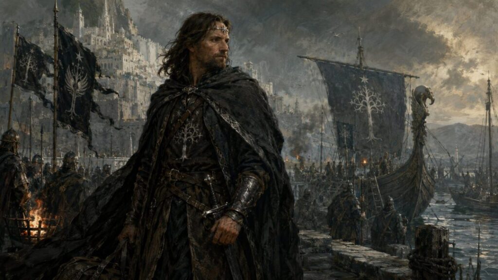 Hero at the stormy harbor gate
