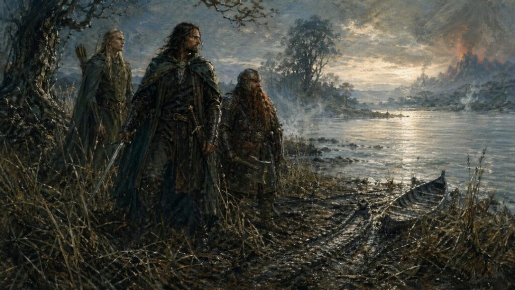 Heroes by the misty waterside