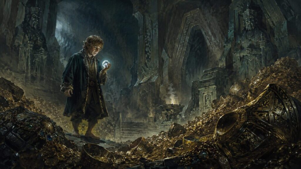 Hoarded treasures in a dwarven hall