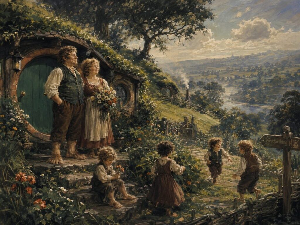 Hobbit village on a peaceful hillside