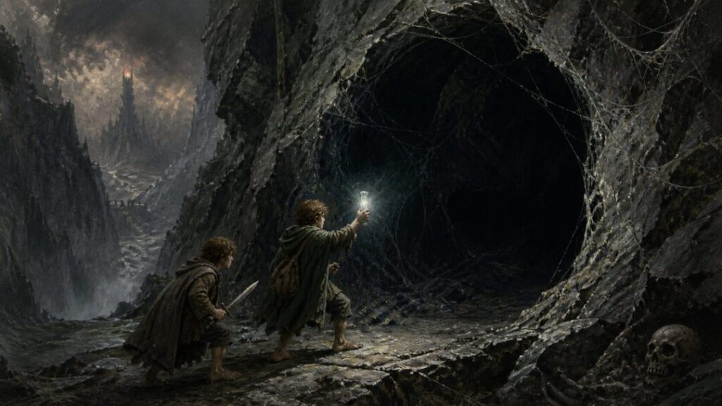 Into the dark cavern's mouth