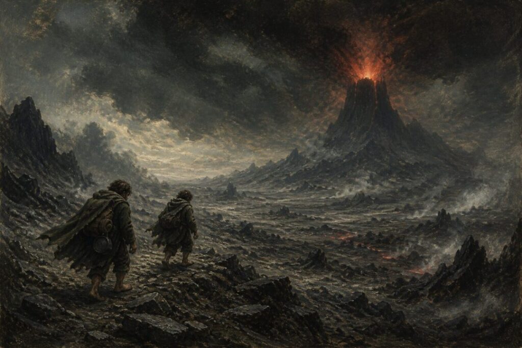 Journey through the volcanic wasteland lotr
