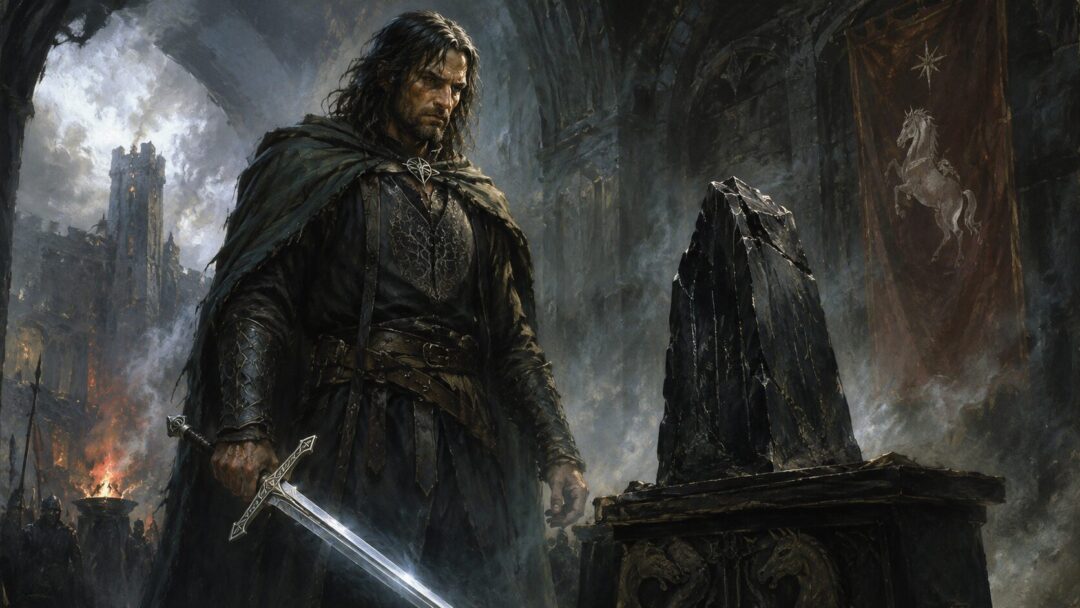 Lone hero in a ruined fortress