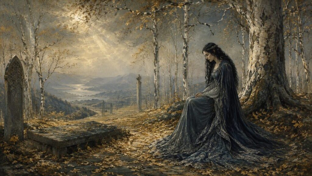 Mourning in an ancient woodland glade