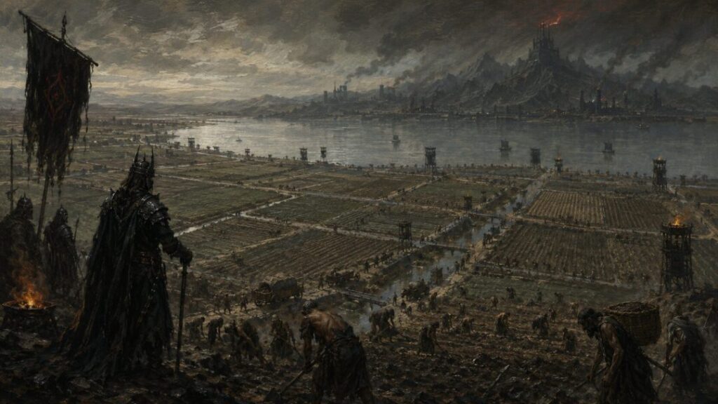 Overseeing a desolate, laborious landscape