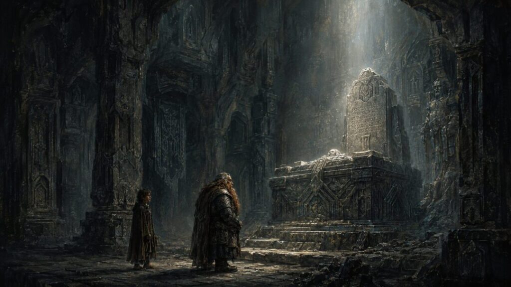 Reverence in the ancient tomb