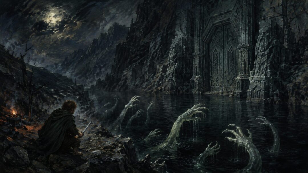 Tentacles rise by the ancient gate
