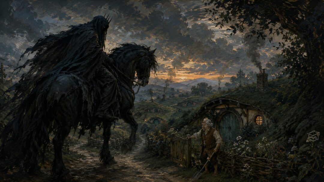 The dark rider and the hobbit's home