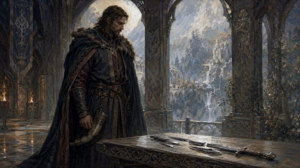 The fallen hero's reflection