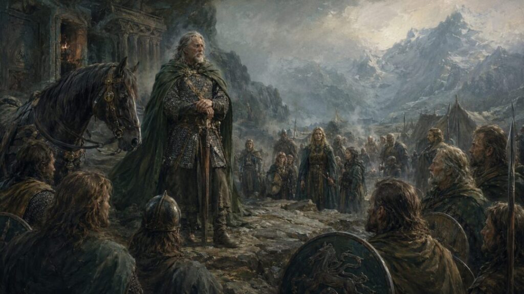The gathering at the mountain stronghold