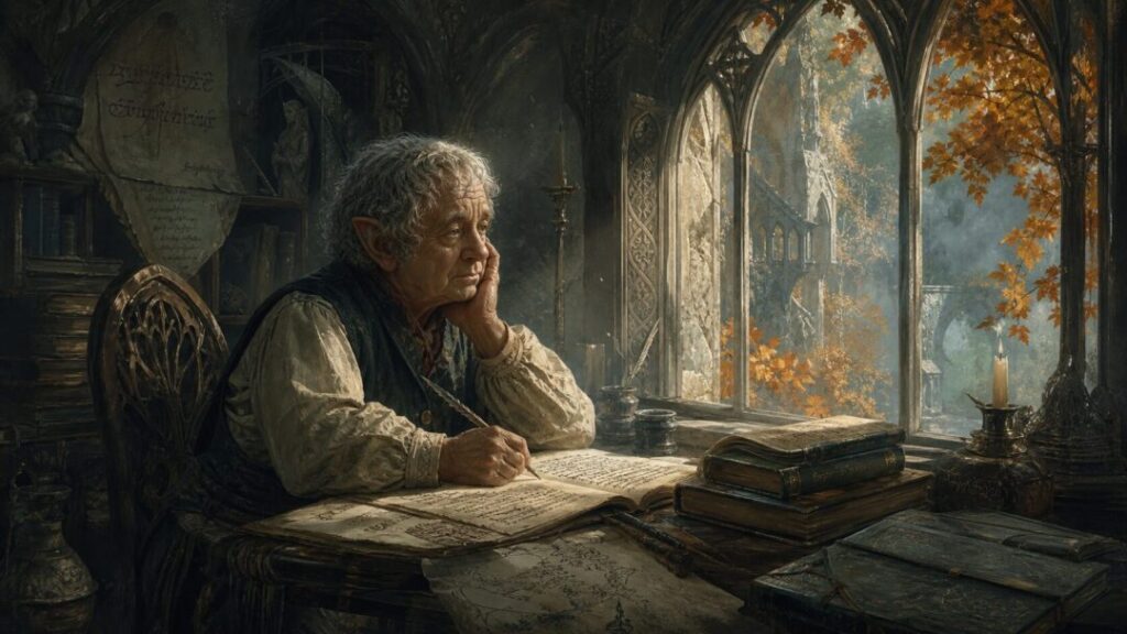 The scholar's quiet reflection