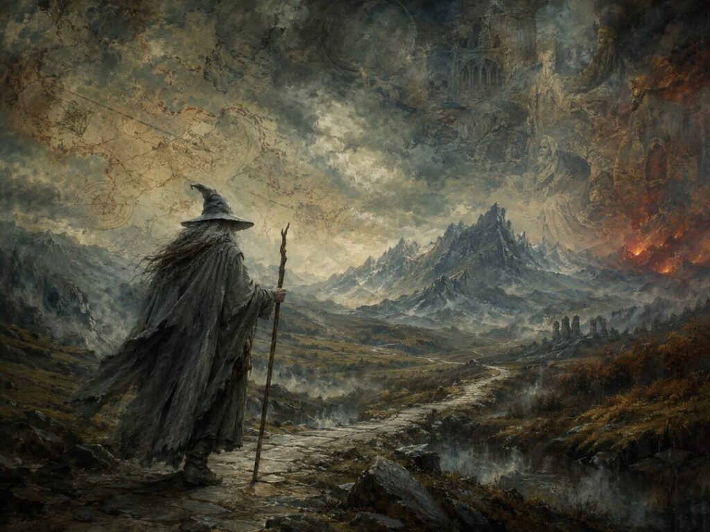 The wandering pilgrim's journey