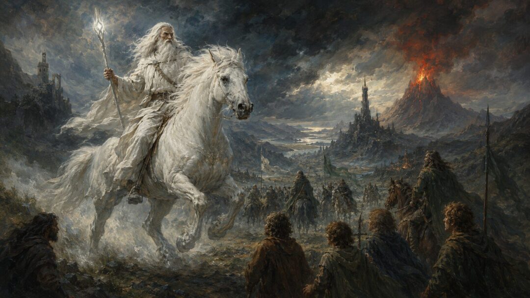 The wizard's journey through a stormy realm