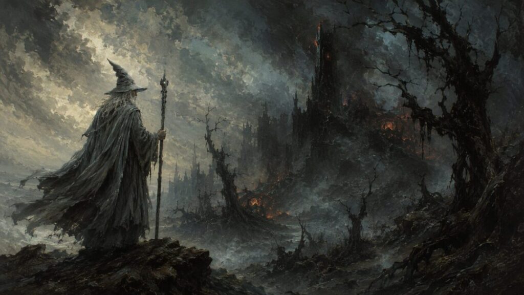 The wizard's watch over shadowed lands