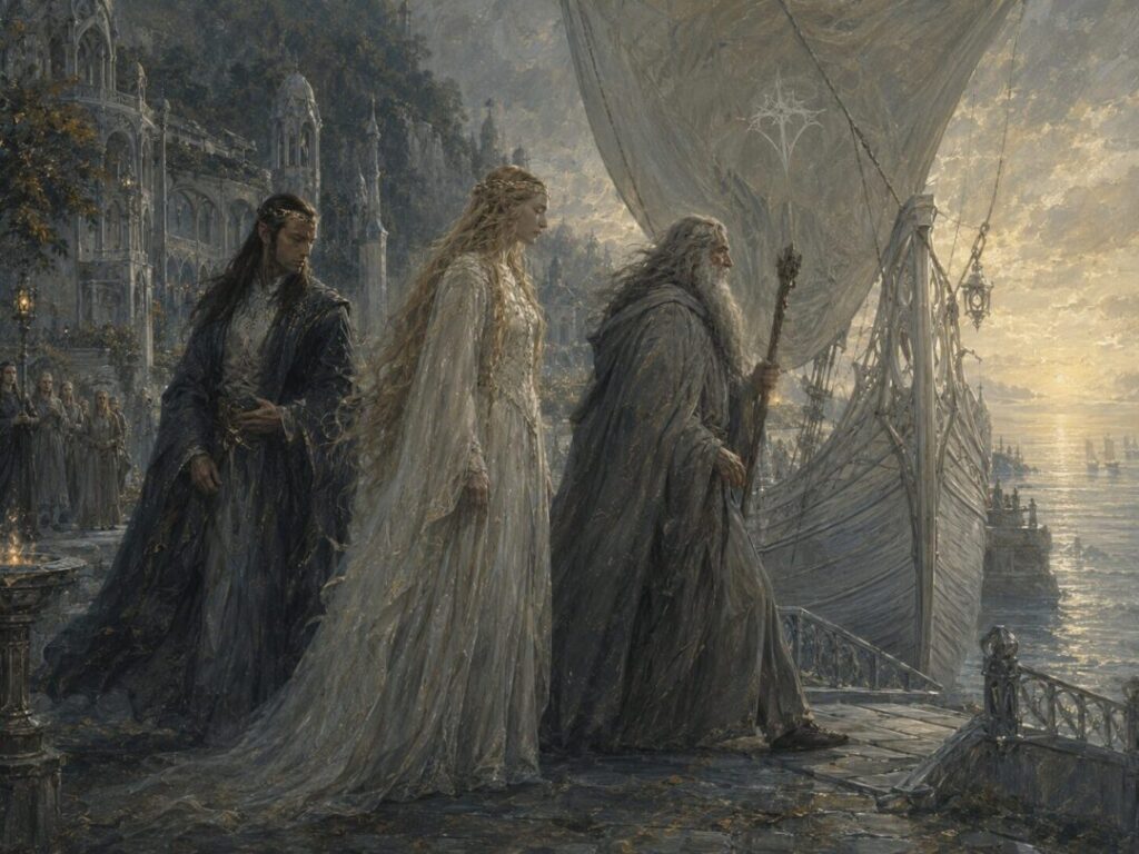 Twilight departure at the elven port