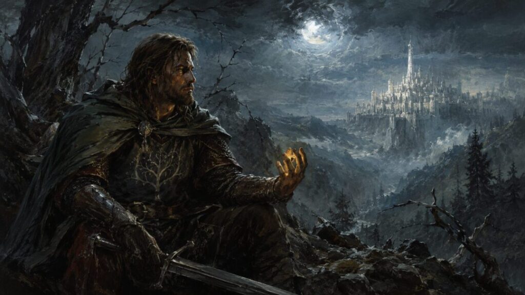 Warrior's watch under the moonlit sky