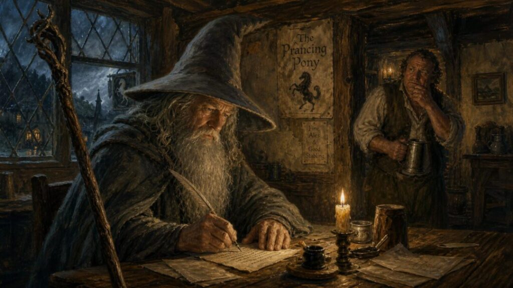 Wizard at work in the Prancing Pony