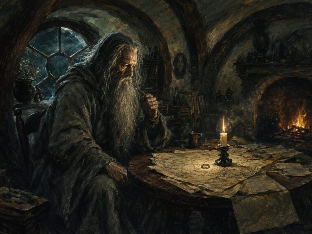 Wizard's study by candlelight