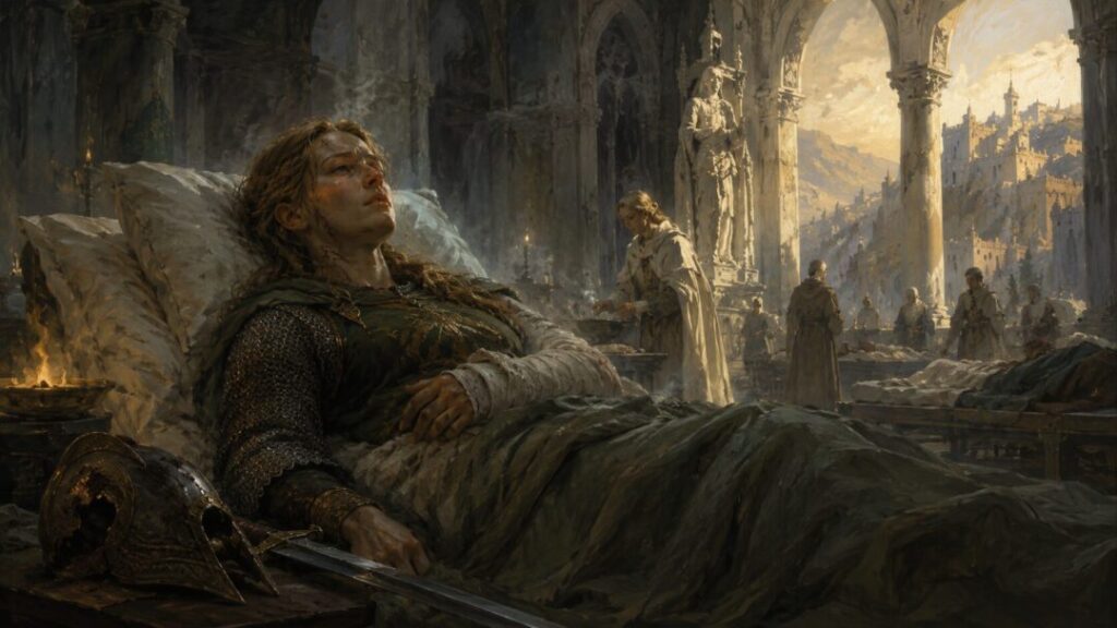 Wounded warrior in the healing hall