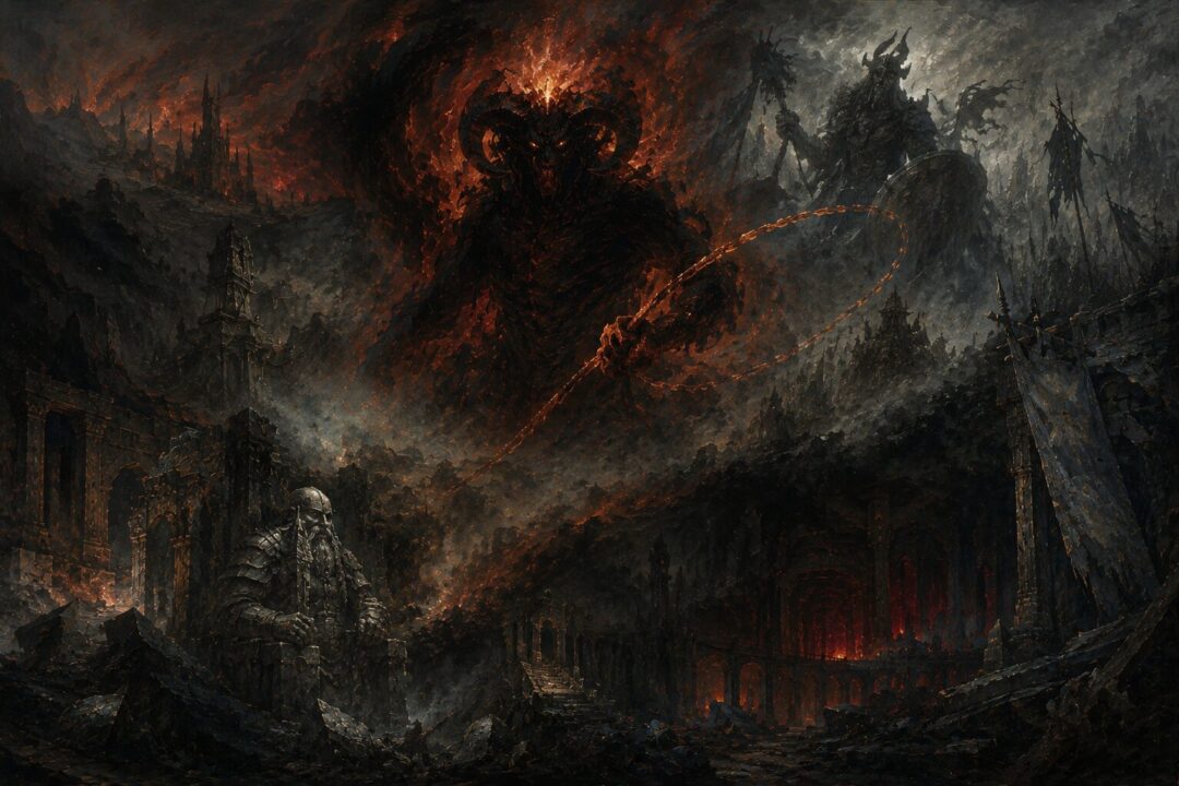 Symbolic vision of the Balrog as a surviving shadow from Morgoth’s ancient wars