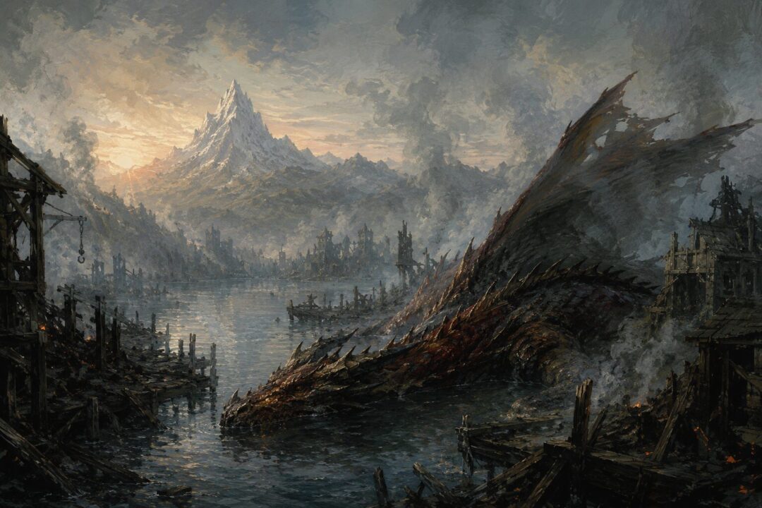 Bilbo hides among treasure inside the Lonely Mountain and notices the bare patch in Smaug’s jeweled armour.