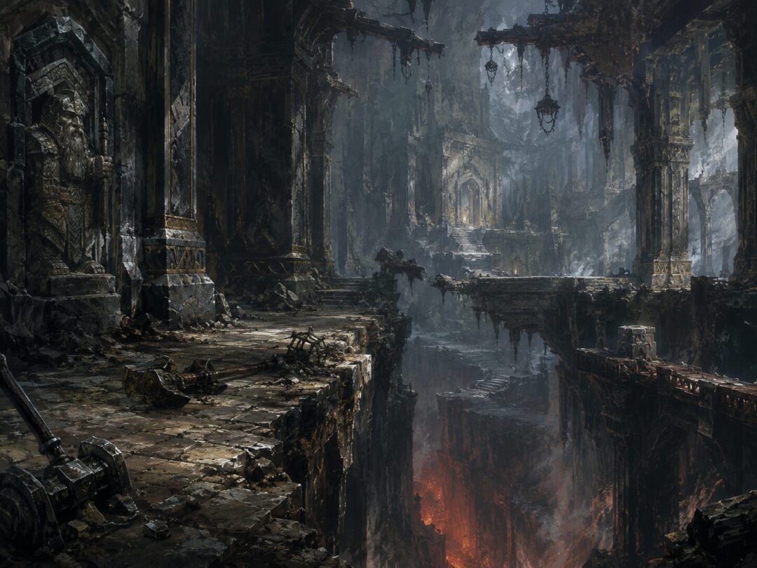 Durin the Deathless stands beside the Mirrormere as stars reflect above him like a crown before the founding of Khazad-dûm.