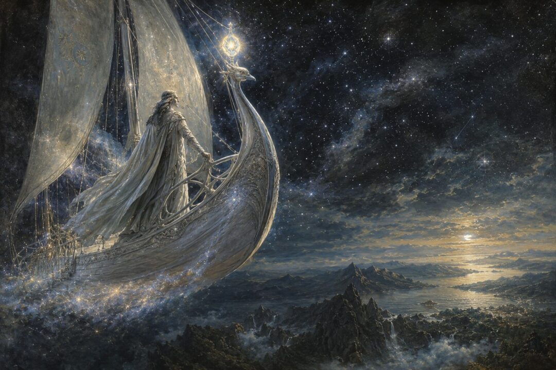 Eärendil sailing through the heavens with the blazing Silmaril