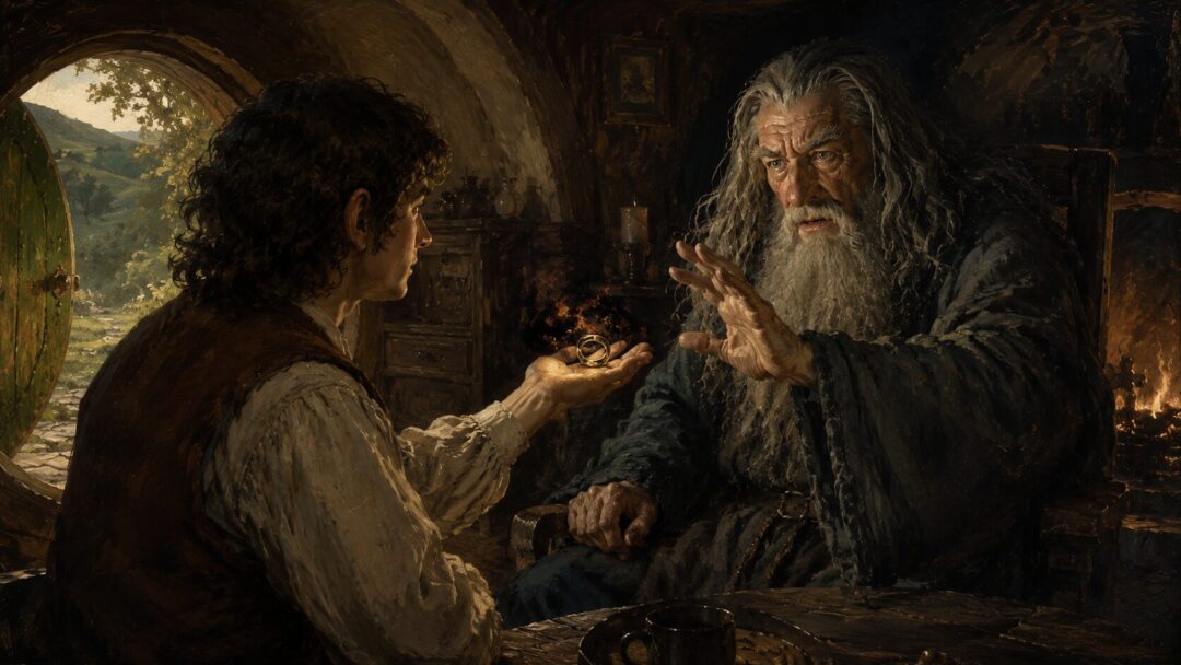 Frodo and Sam climbing toward Mount Doom while the fate of Middle-earth rests on their journey