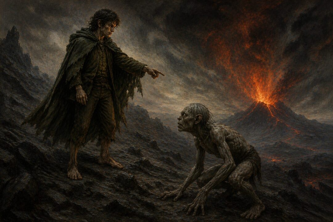 Symbolic depiction of Gollum bound by his oath sworn upon the One Ring