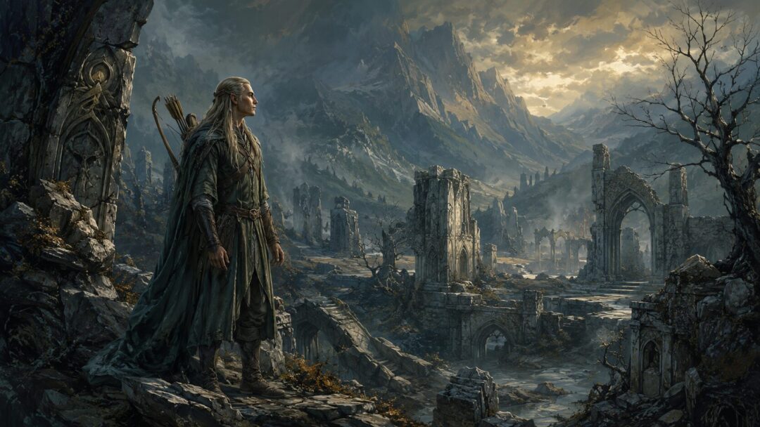 Legolas listens among the ruined stones of Hollin as the old Elven land seems to remember its vanished people.