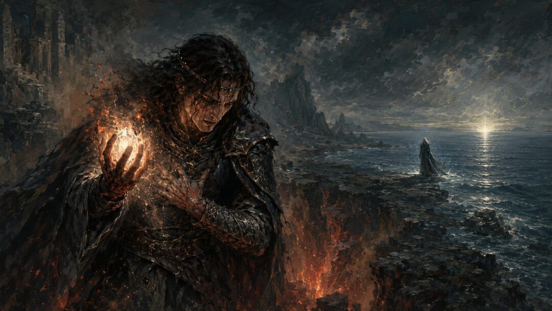 Maedhros and Maglor face the final cost of the Oath with the last two Silmarils in fire and sea.