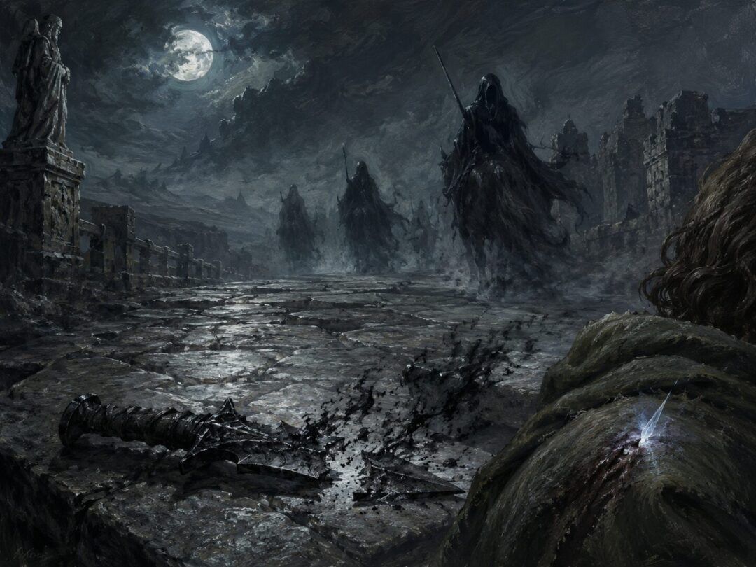 A broken Morgul-knife and glowing shard symbolizing the wound that nearly turned Frodo into a wraith.