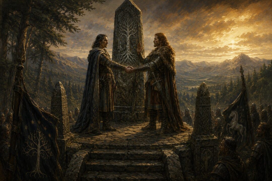 Cirion and Eorl swearing the alliance oath at Halifirien