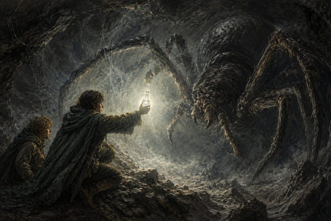 The One Ring and Galadriel’s Phial contrasted as symbols of domination and hope