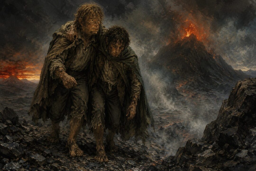 Samwise Gamgee confronting the One Ring's vision of an immense garden under his control