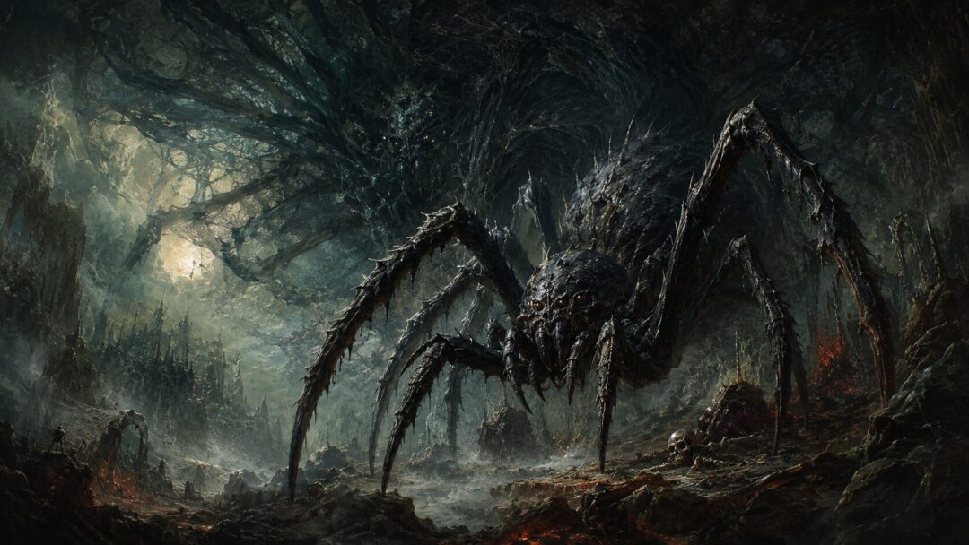Shelob is shown as an ancient spider descended from an older shadow of devouring darkness.